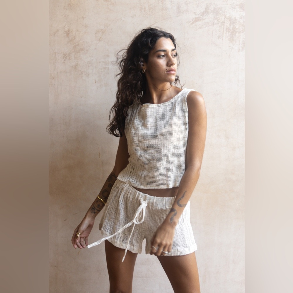 Sandmade Siena Fishnet Shorts with Adjustable Straps